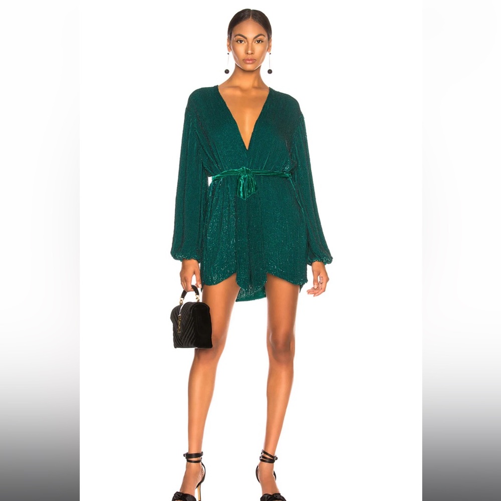 NEW WITH TAGS Retrofete Green Sequin Robe Dress